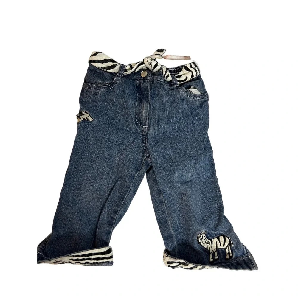 Gymboree‎ Mod Zebra Belted Denim Jeans 18-24 Months